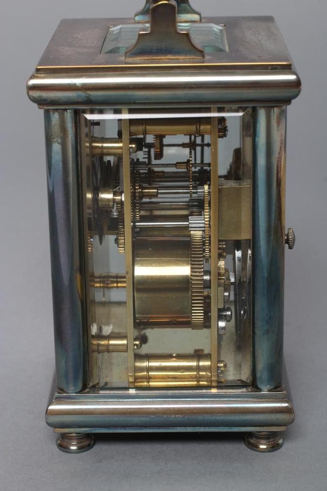 A FRENCH SILVER PLATED BRASS CASED CARRIAGE CLOCK Image