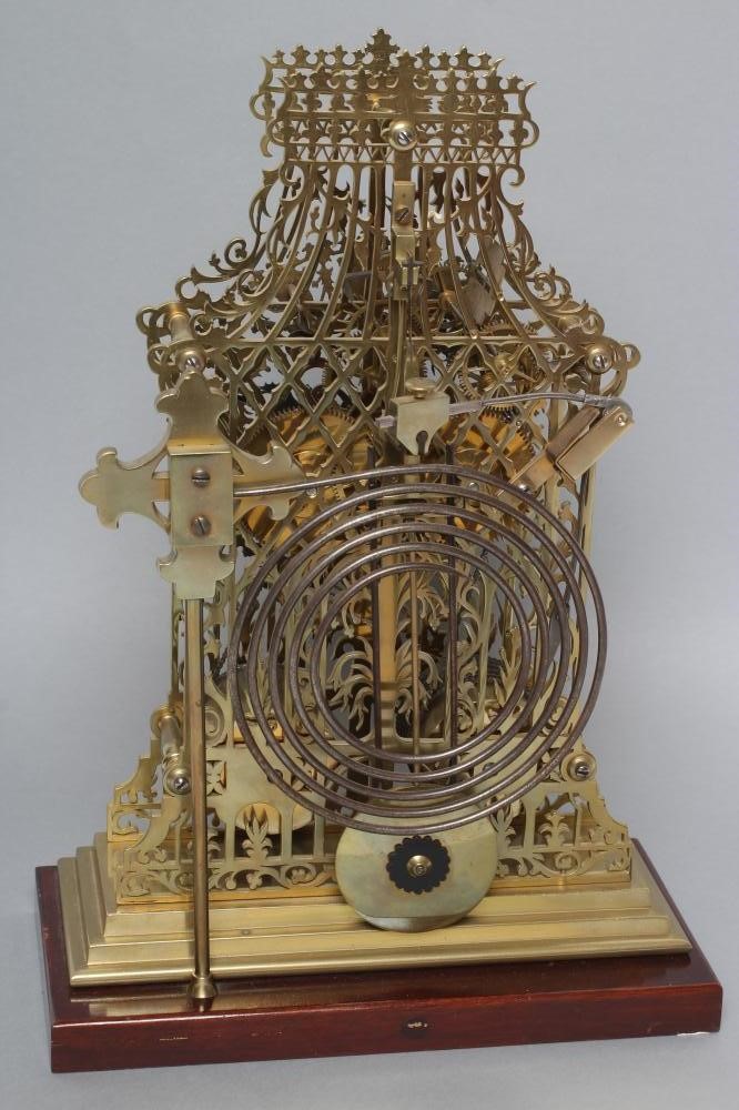 A BRASS CATHEDRAL SKELETON CLOCK Image