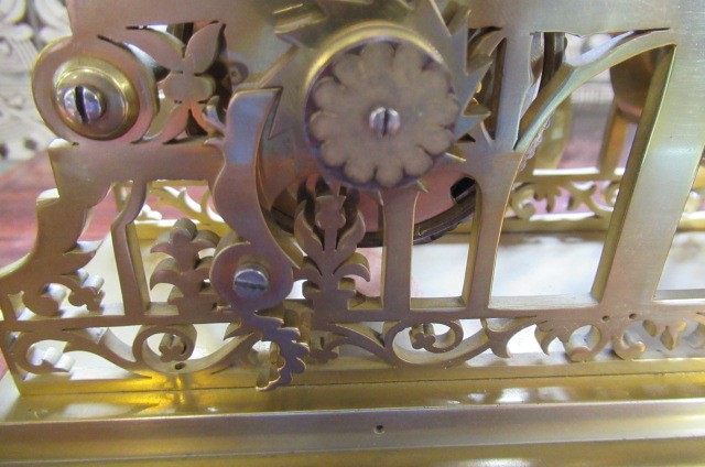 A BRASS CATHEDRAL SKELETON CLOCK Image