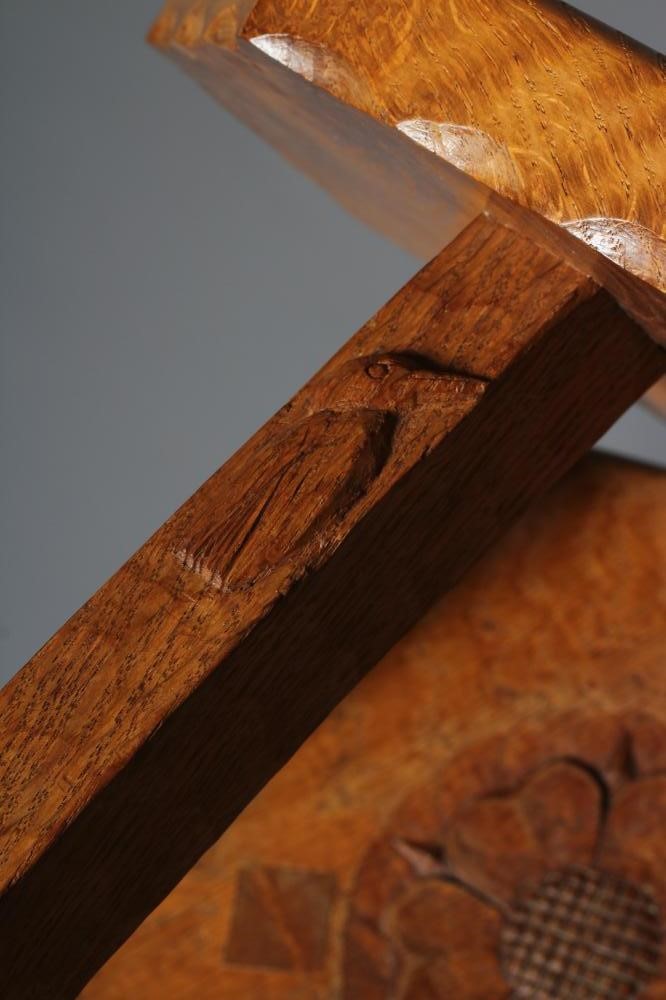 A PAIR OF HERBERT BIRD ADZED OAK THREE LEGGED STOOLS Image