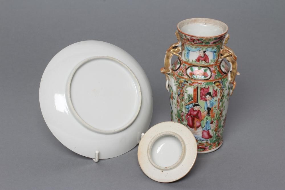 A CANTONESE PORCELAIN VASE AND COVER of small proportions Image