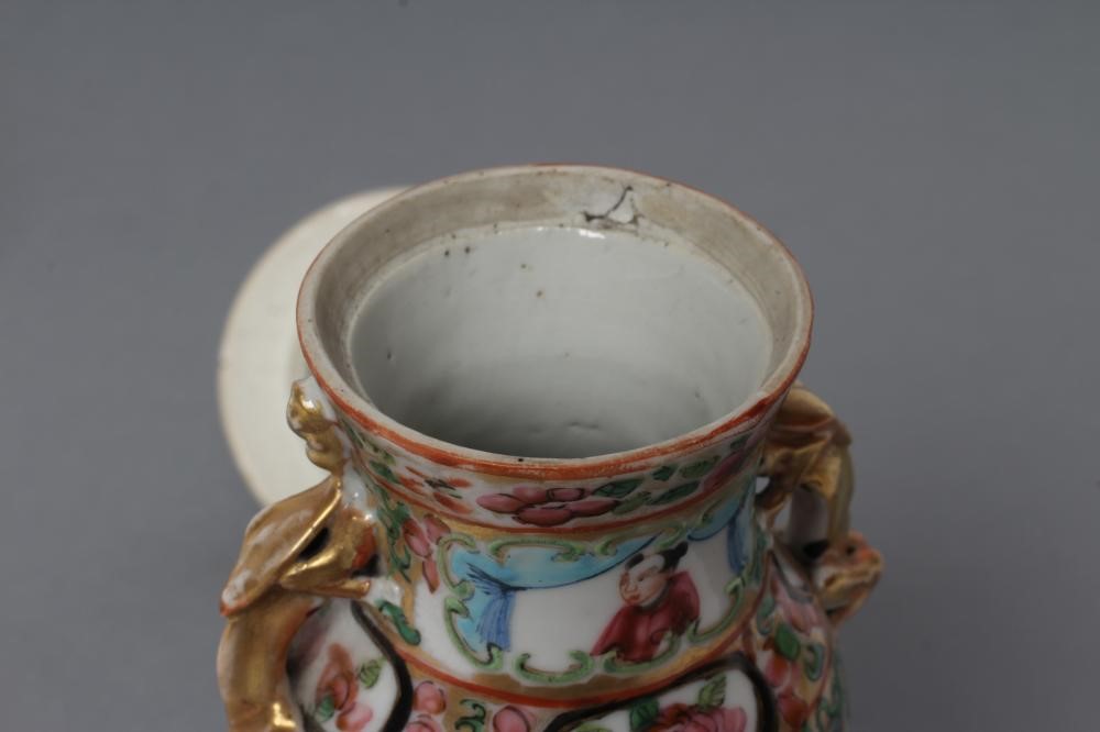 A CANTONESE PORCELAIN VASE AND COVER of small proportions Image