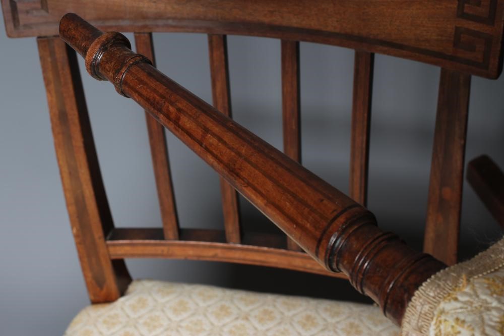 A SET OF SIX GEORGIAN MAHOGANY AND EBONY INLAID DINING CHAIRS Image