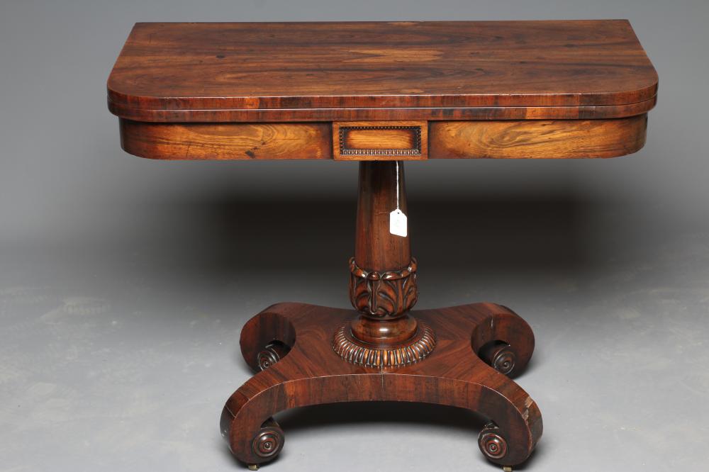 AN EARLY VICTORIAN ROSEWOOD CARD TABLE Image