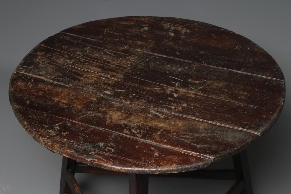 A STAINED PINE CRICKET TABLE Image