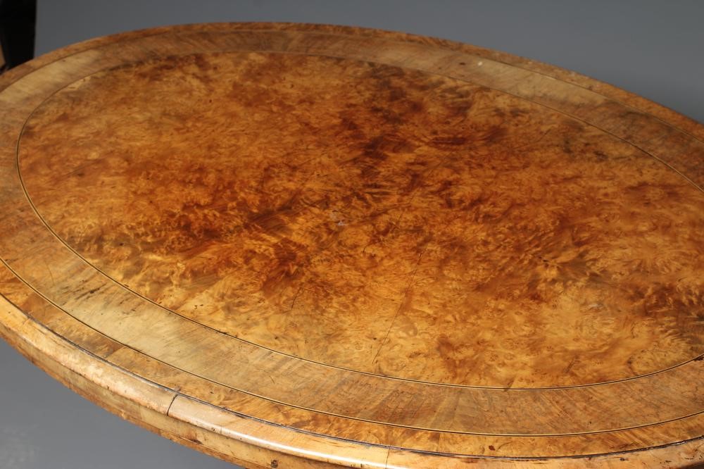 A MID VICTORIAN BURR WALNUT CENTRE TABLE Image