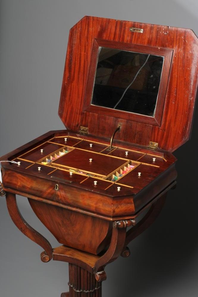 A WILLIAM IV MAHOGANY WORK TABLE of canted oblong form with cushion moulded frieze Image