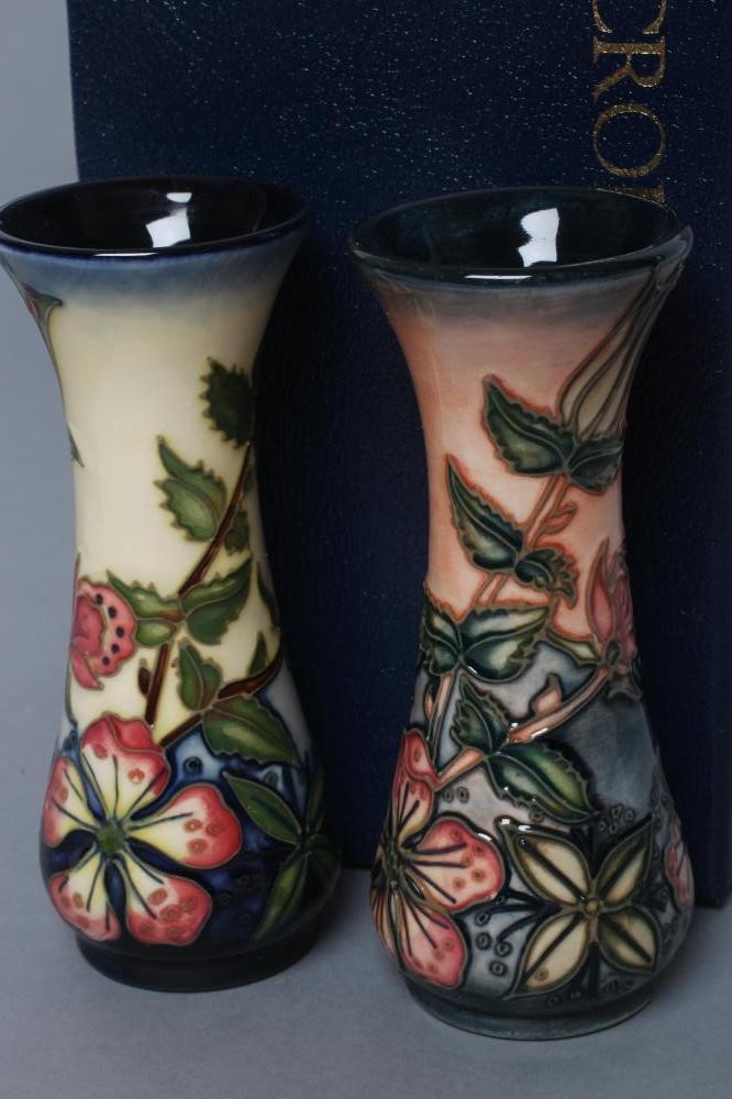 TWO MOORCROFT POTTERY SWEETBRIAR PATTERN VASES Image