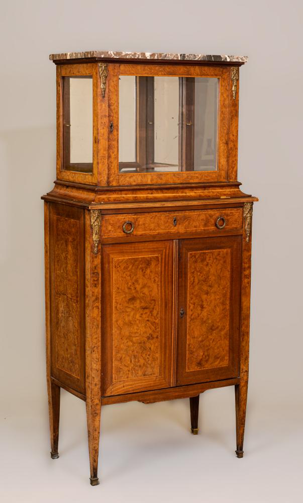 A VICTORIAN BURR WALNUT COLLECTORS CABINET of oblong form with satinwood banding and gilt metal Image