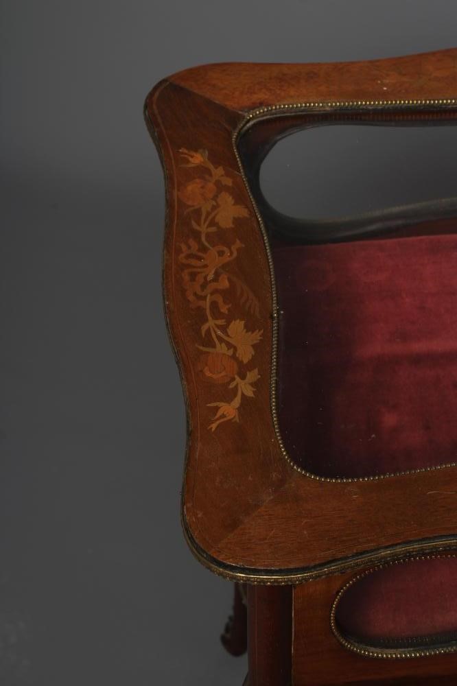 A MAHOGANY AND FLORAL MARQUETRY BIJOUTERIE TABLE Image