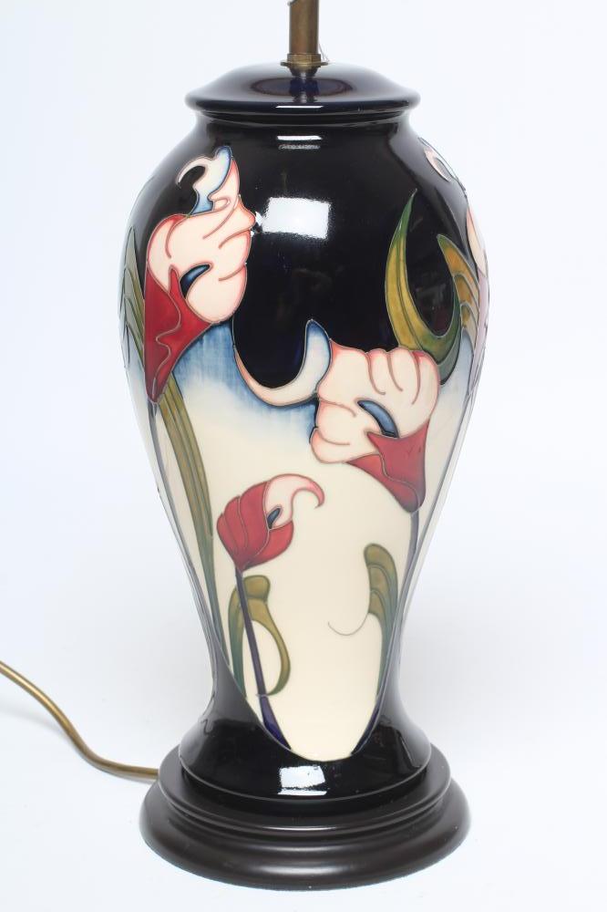 A MOORCROFT POTTERY "CALLA LILY" PATTERN TABLE LAMP BASE Image