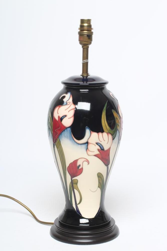 A MOORCROFT POTTERY "CALLA LILY" PATTERN TABLE LAMP BASE Image