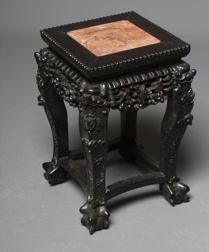 A CHINESE PADOUK WOOD JARDINIERE STAND of square form Image