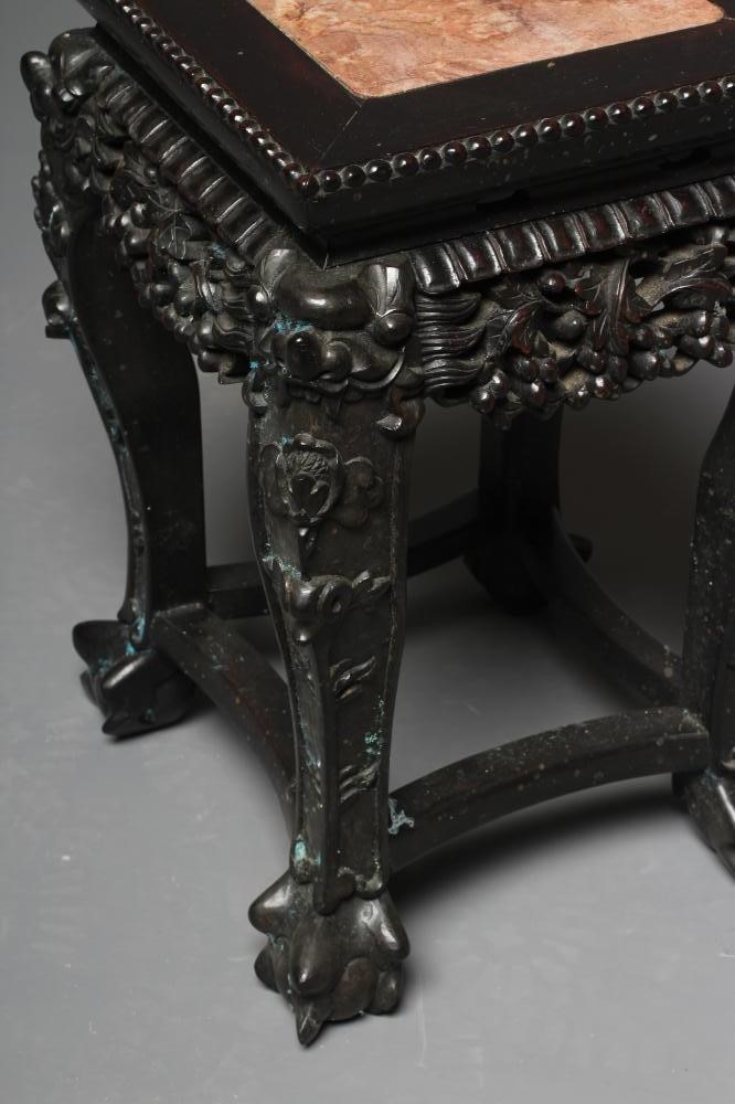 A CHINESE PADOUK WOOD JARDINIERE STAND of square form Image