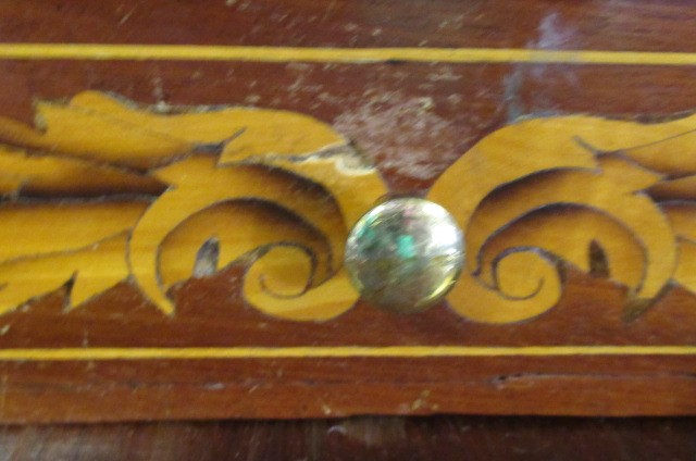 A DUTCH MAHOGANY AND FLORAL MARQUETRY CYLINDER BUREAU Image