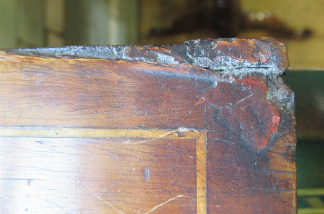 A DUTCH MAHOGANY AND FLORAL MARQUETRY CYLINDER BUREAU Image