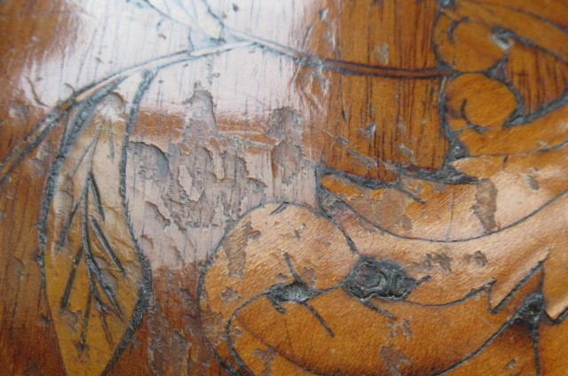 A DUTCH MAHOGANY AND FLORAL MARQUETRY CYLINDER BUREAU Image