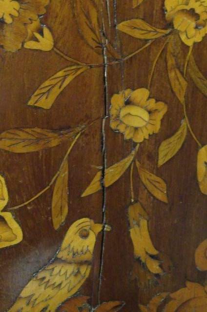 A DUTCH MAHOGANY AND FLORAL MARQUETRY CYLINDER BUREAU Image