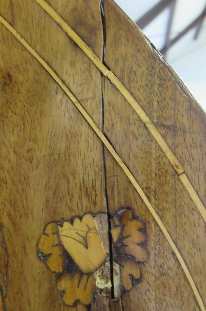 A DUTCH MAHOGANY AND FLORAL MARQUETRY CYLINDER BUREAU Image