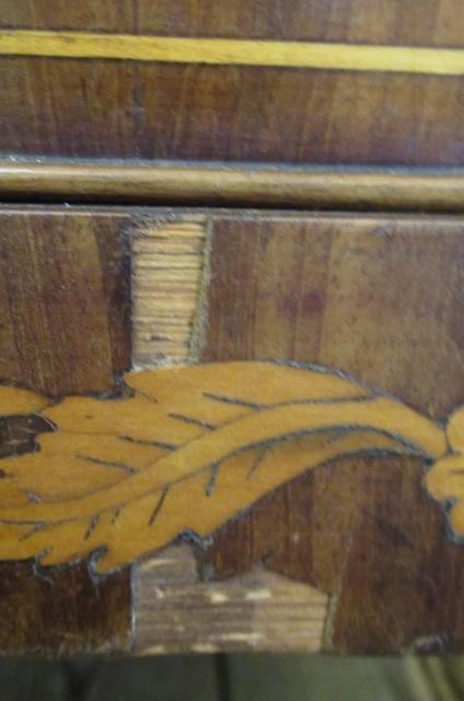 A DUTCH MAHOGANY AND FLORAL MARQUETRY CYLINDER BUREAU Image