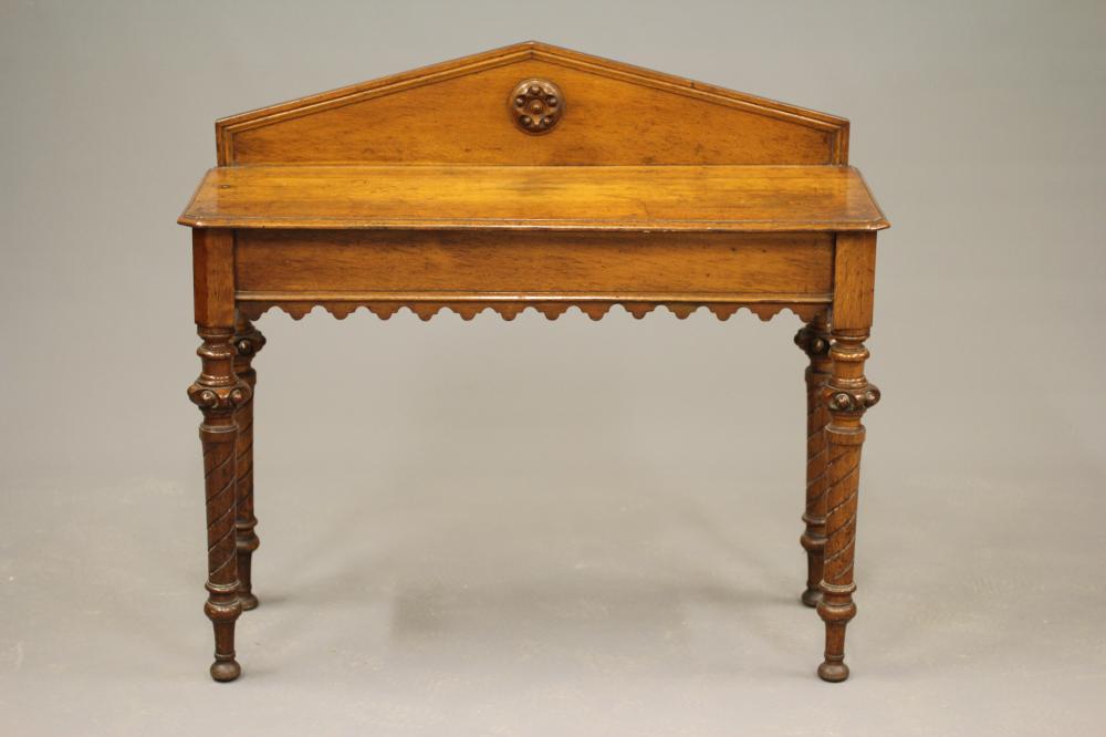 A VICTORIAN GOTHIC OAK HALL TABLE Image