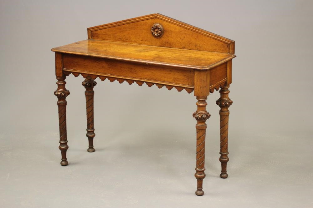 A VICTORIAN GOTHIC OAK HALL TABLE Image