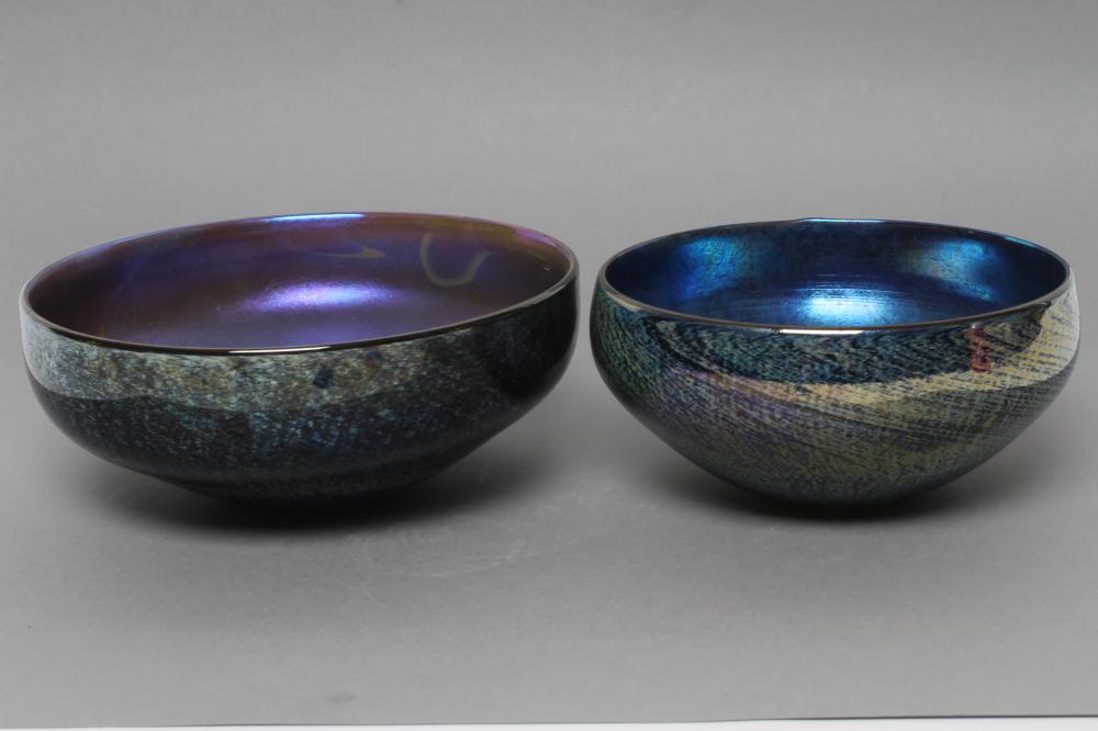 TWO IRIDESCENT GLASS BOWLS by Karen Lawrence Image