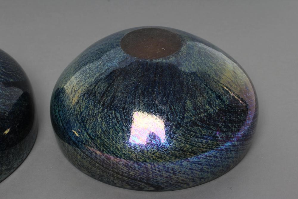 TWO IRIDESCENT GLASS BOWLS by Karen Lawrence Image