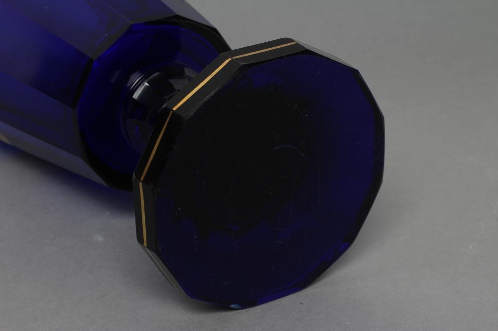 A MOSER KARLSBAD BLUE GLASS GOBLET AND COVER Image