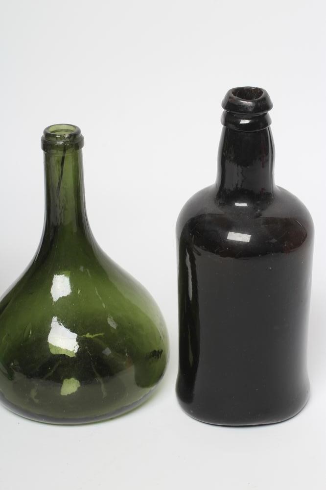 A COLLECTION OF GREEN GLASS WINE/SPIRIT BOTTLES Image