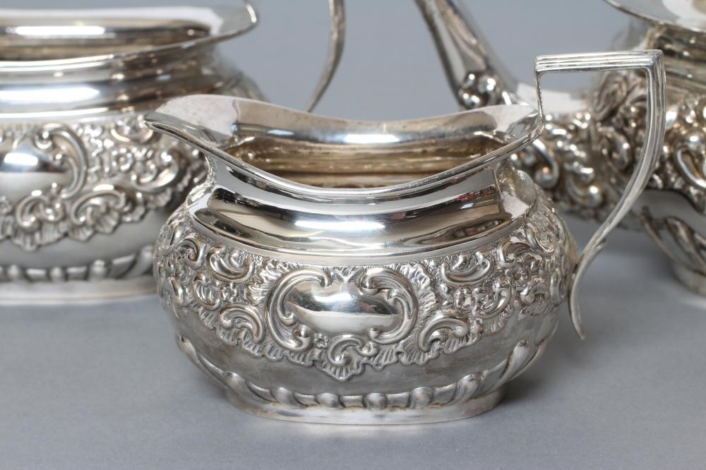 AN EDWARDIAN SILVER THREE PIECE TEA SERVICE Image