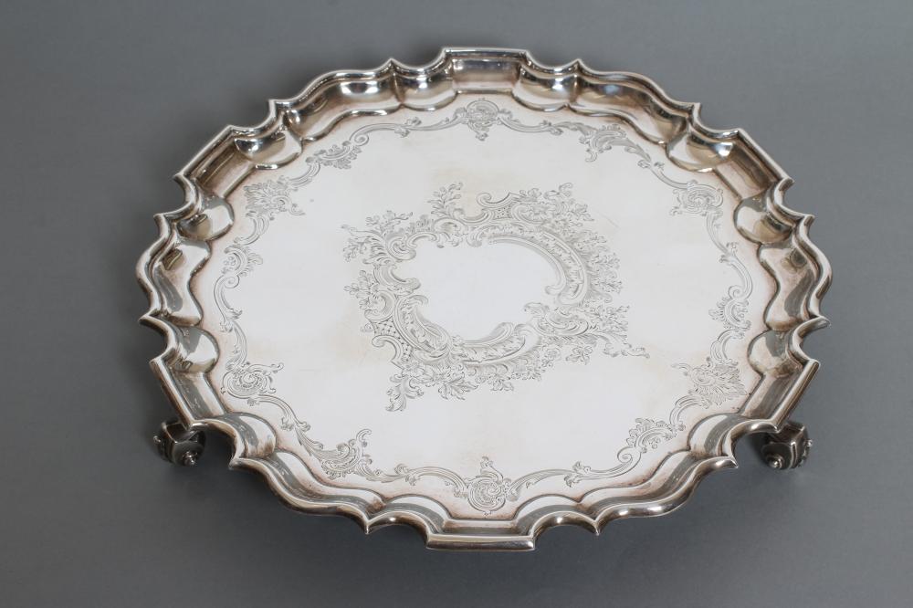 AN EDWARDIAN SILVER SALVER Image