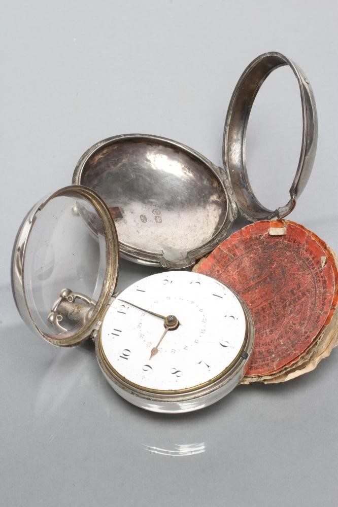 A LATE GEORGE III SILVER PAIR CASED POCKET WATCH Image