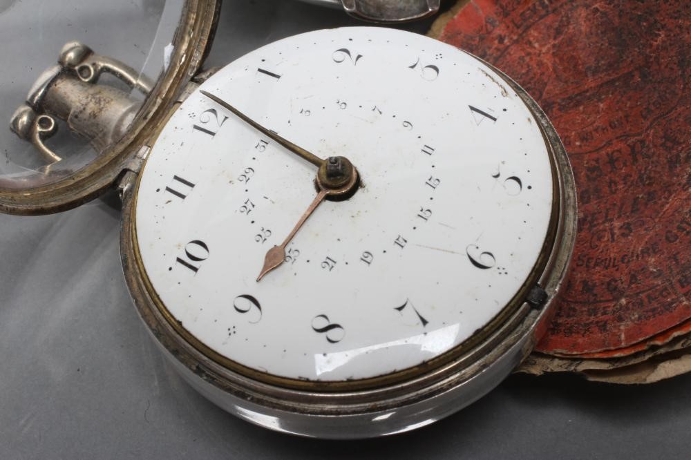 A LATE GEORGE III SILVER PAIR CASED POCKET WATCH Image