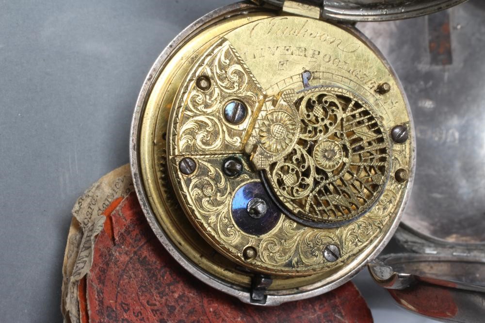 A LATE GEORGE III SILVER PAIR CASED POCKET WATCH Image