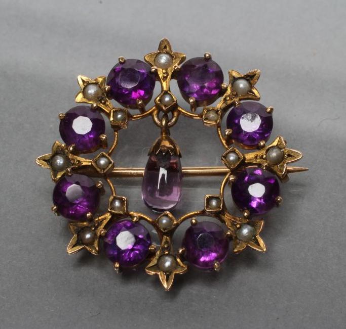 AN EDWARDIAN AMETHYST BROOCH Image