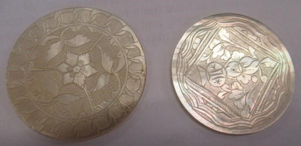 A COLLECTION OF CHINESE MOTHER OF PEARL GAMING COUNTERS including six oblong with a coat of arms and Image