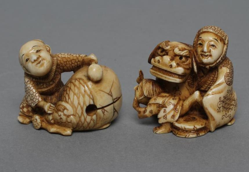 TWO JAPANESE IVORY NETSUKE Image