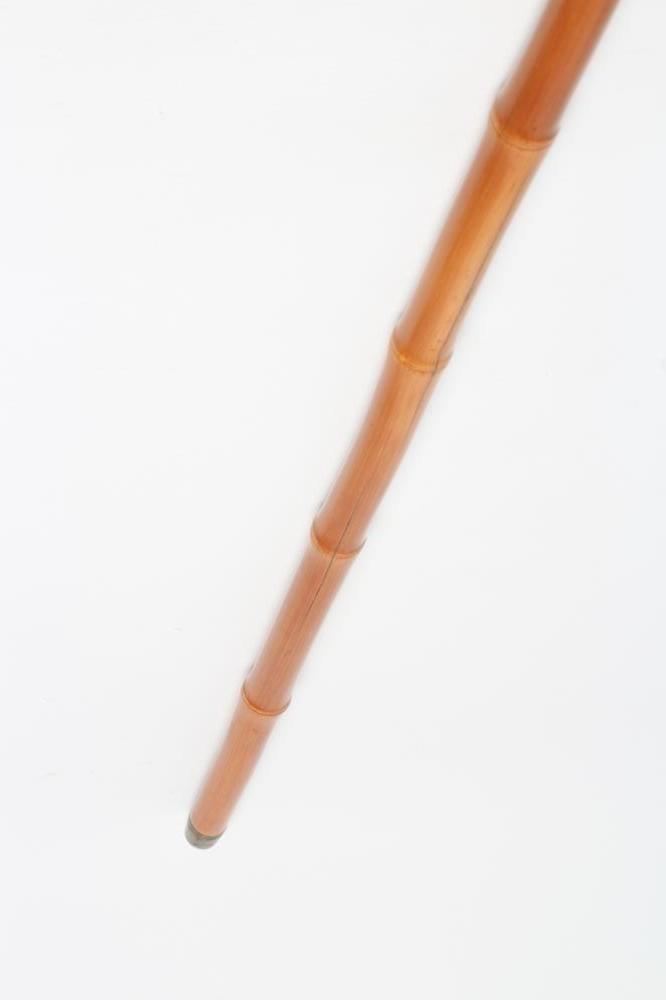 AN EDWARDIAN HORSE MEASURING STICK concealed in a walking stick with bamboo shaft and shepherd's Image