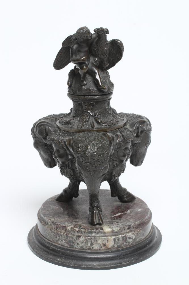 A FRENCH BRONZE INKWELL Image