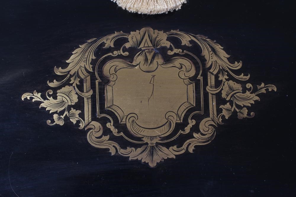 AN EBONY AND BRASS INLAID WRITING BOX Image