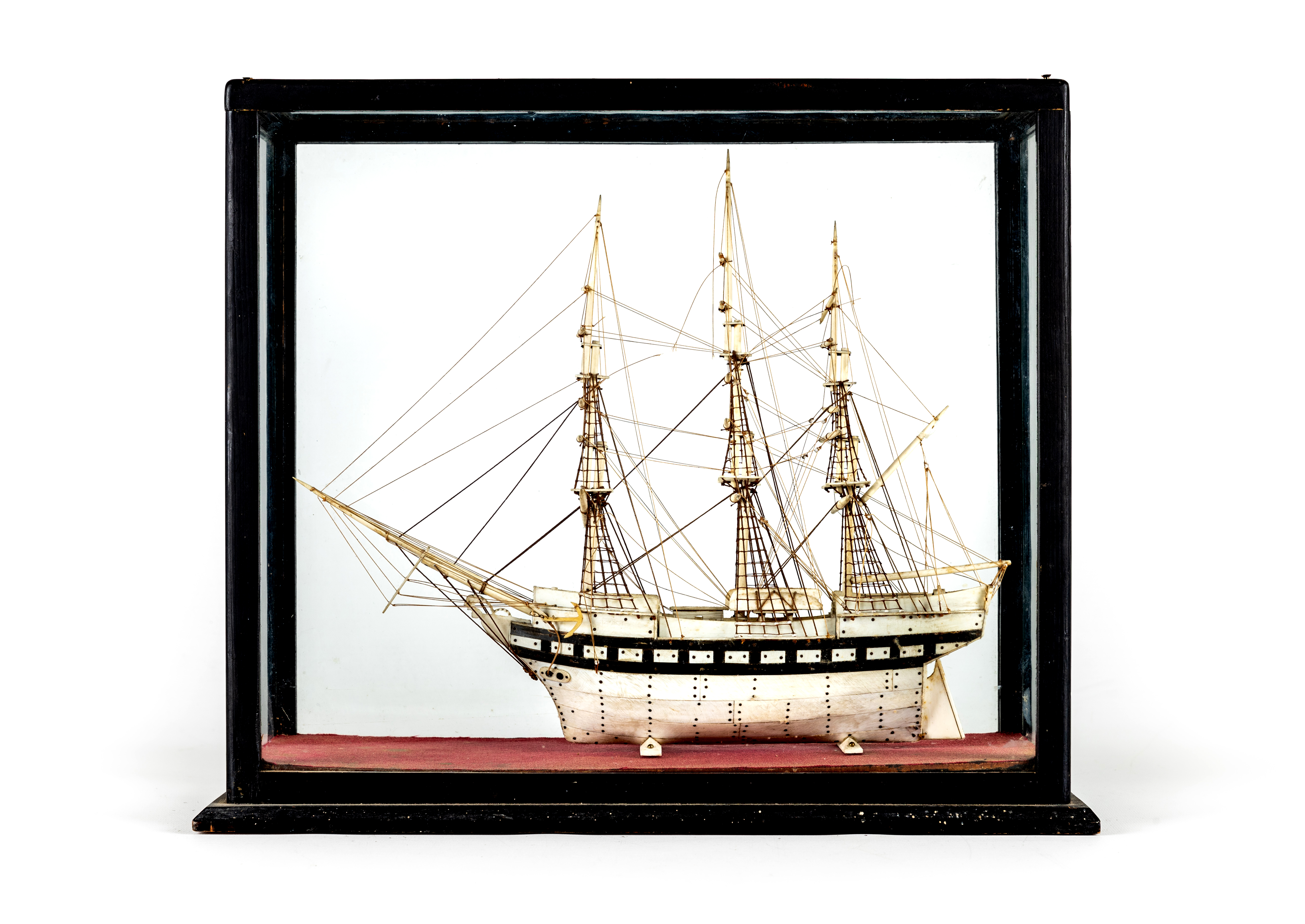 A PRISONER OF WAR CARVED BONE SHIP MODEL Image