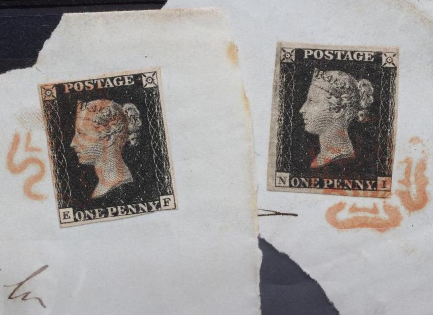 TWO FIVE FINE USED PENNY BLACKS ON PIECE (Est. plus 21% premium inc. VAT) Image