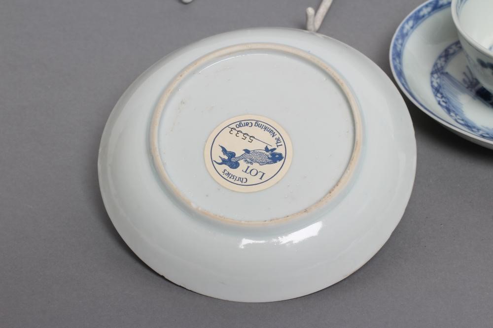 TWO NANKING CARGO PORCELAIN TEA BOWLS AND SAUCERS Image