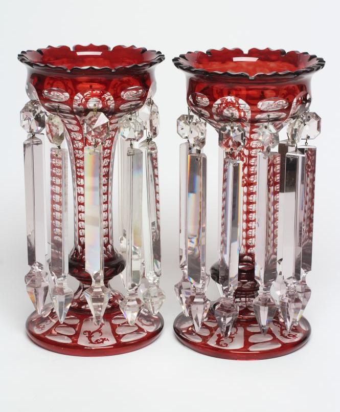 A PAIR OF BOHEMIAN GLASS LUSTRES Image