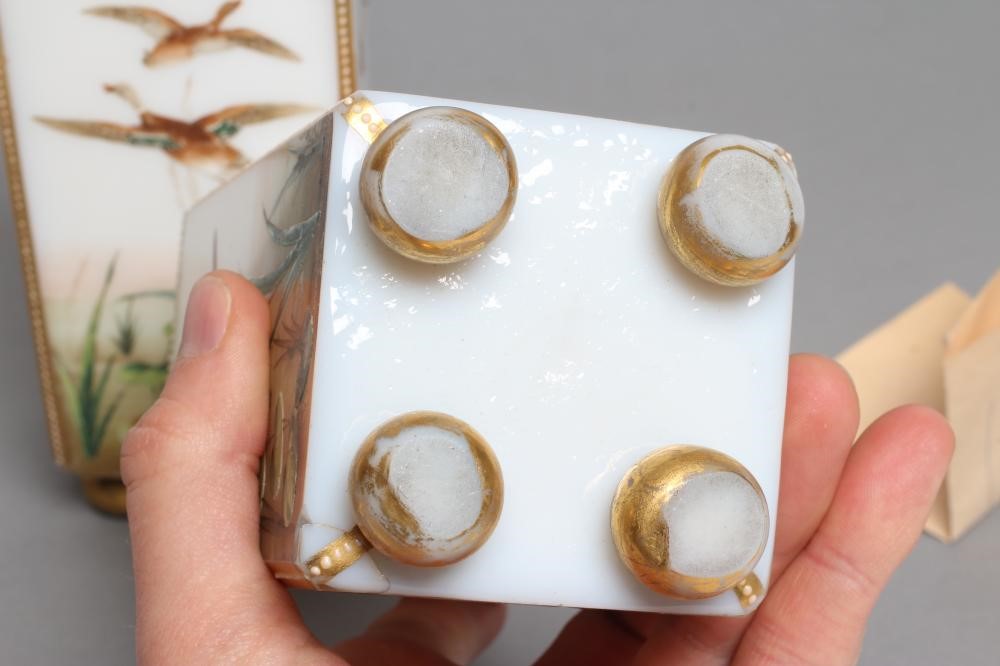 A PAIR OF OPALINE GLASS VASES Image