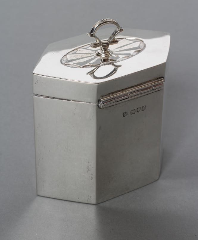 A SILVER TEA CADDY Image