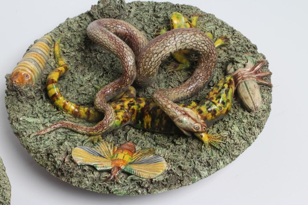 THREE JOSE A. CUNHA CALDAS RAINHA MAJOLICA PLAQUES Image