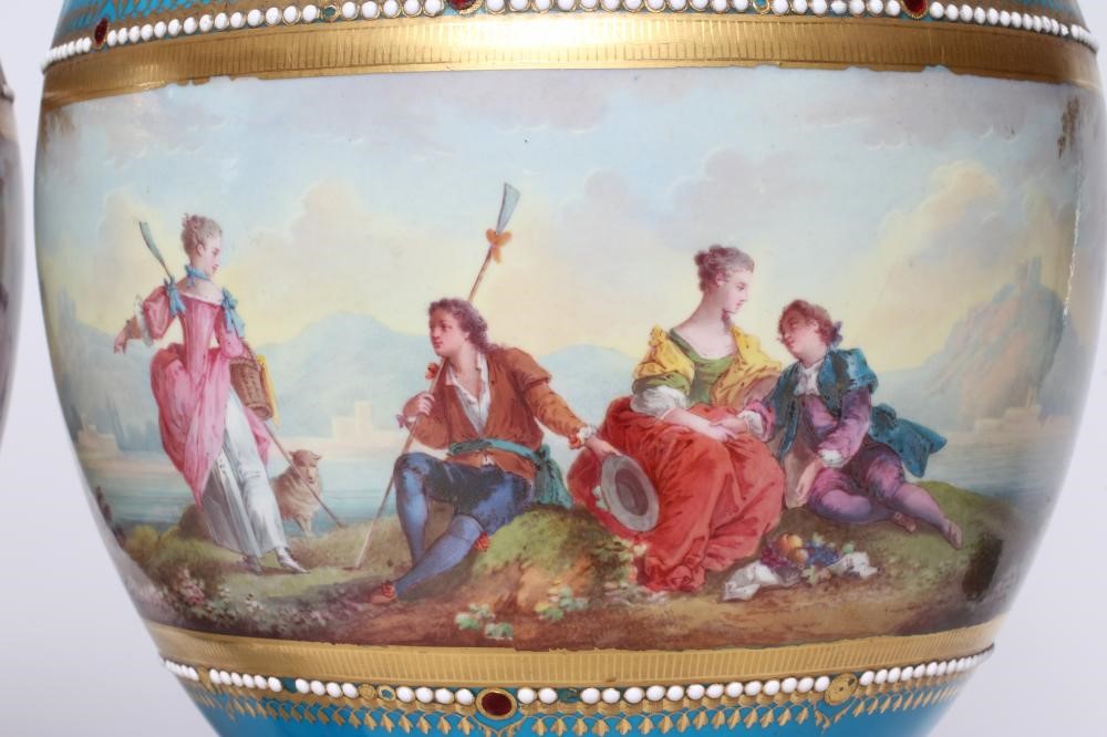 A PAIR OF FRENCH PORCELAIN GARNITURE VASES AND COVERS Image