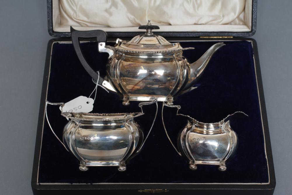 A BACHELOR'S COMPOSITE EDWARDIAN THREE PIECE TEA SERVICE Image